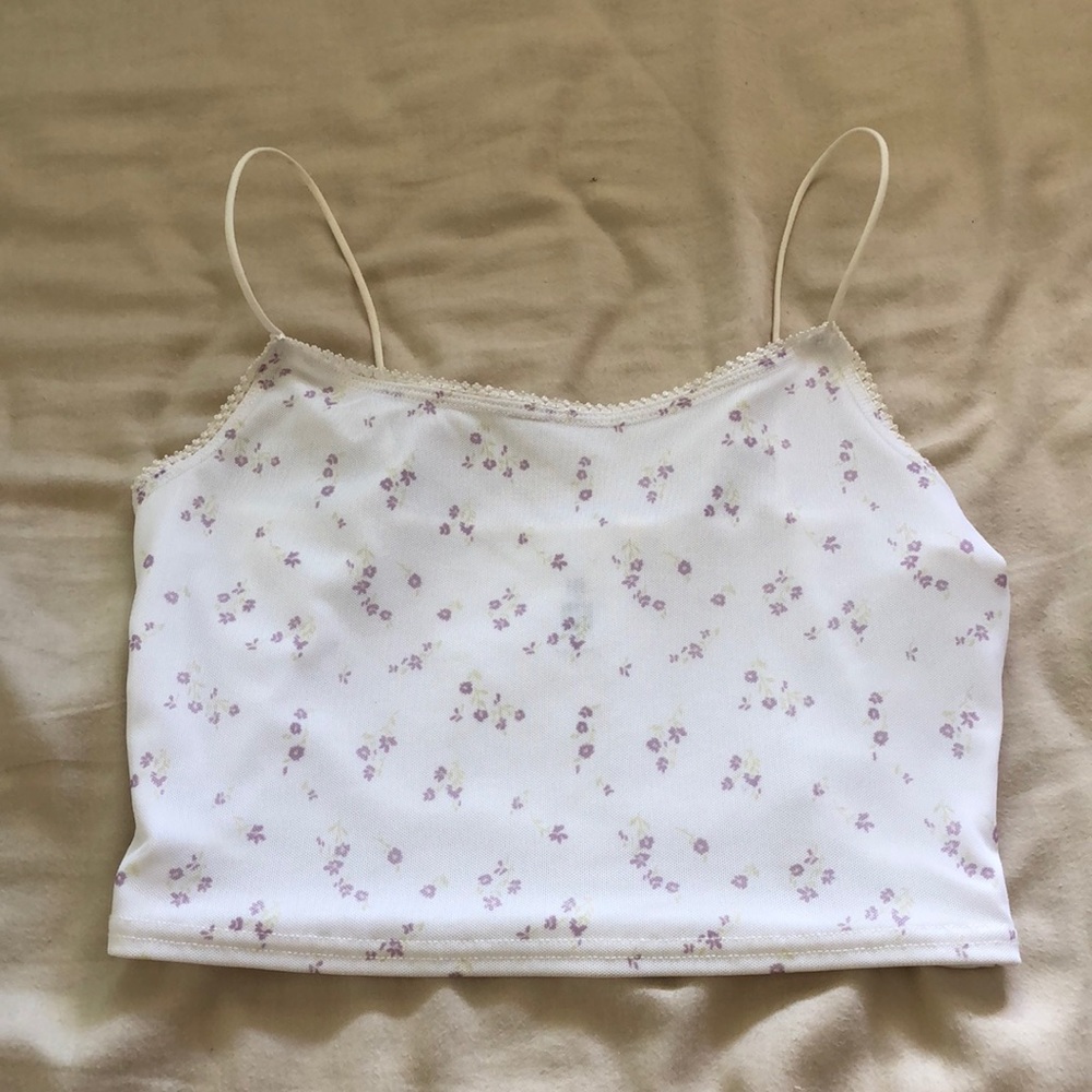 white crop tank top win flowers